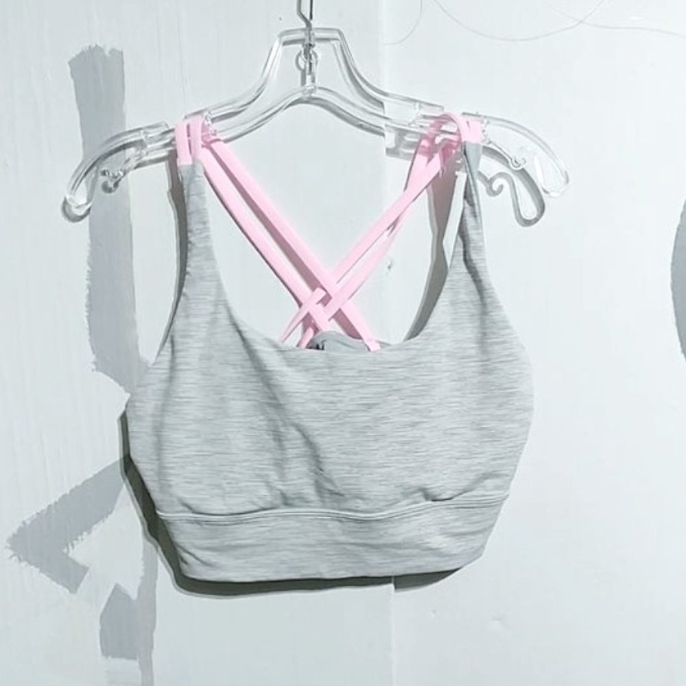 EUC lululemon padded sports bra heather grey & pink size 12 XL